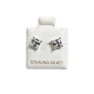 Unisex .925 Silver Princess Zirconia stud earrings